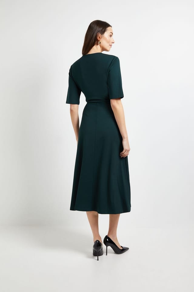 Principles Principles Women's Tailored Ponte Belted Midi Dress in Forest - 3