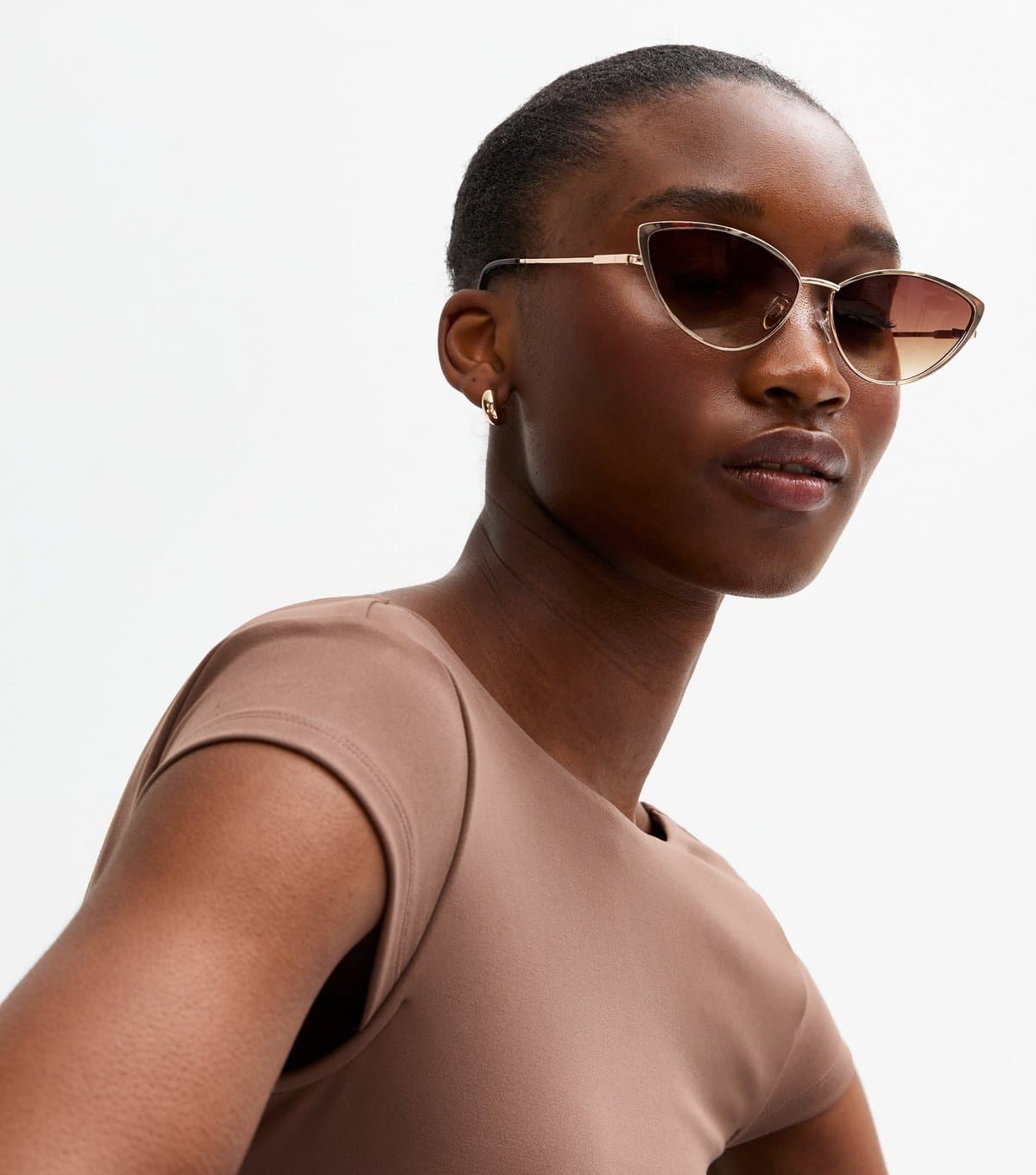 New Look New Look Gold Tone Metal Angular Cat Eye Sunglasses