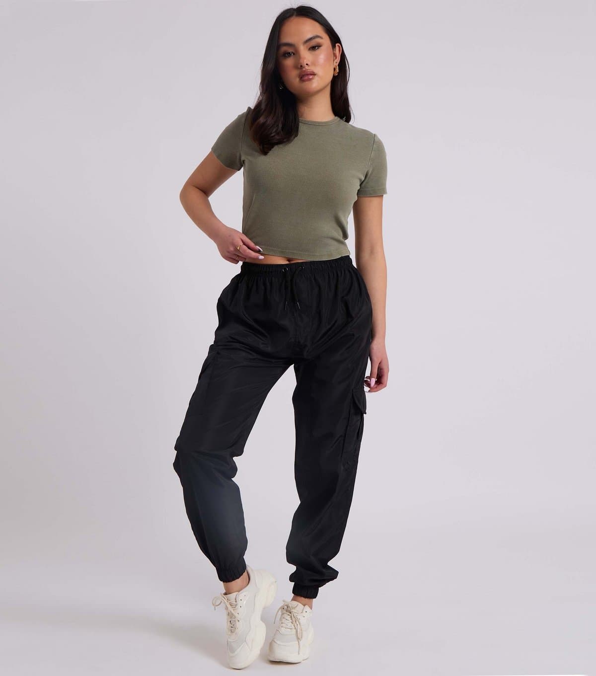 Urban Bliss Women's Black Parachute Cargo Trousers Urban Bliss New Look