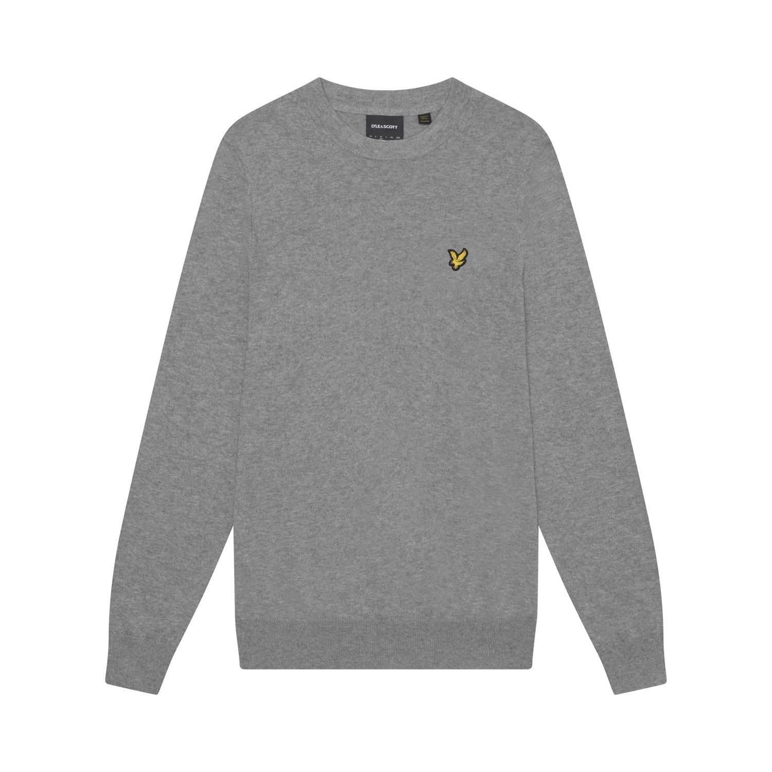 Lyle & Scott Lyle & Scott Men's Cotton Merino Crew Neck Jumper in Mid Grey