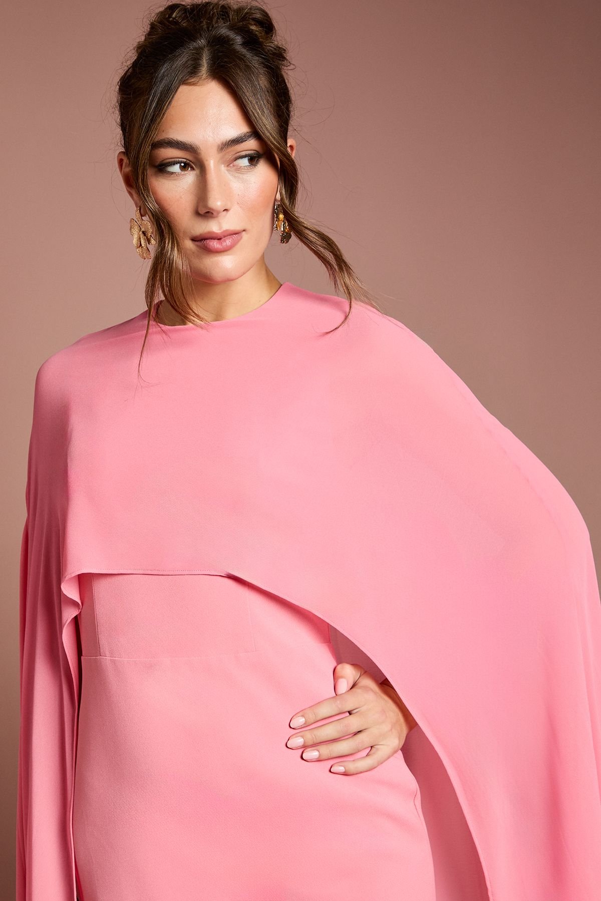 Coast Coast Women's Cape Sleeve Maxi Dress in Rose - 4