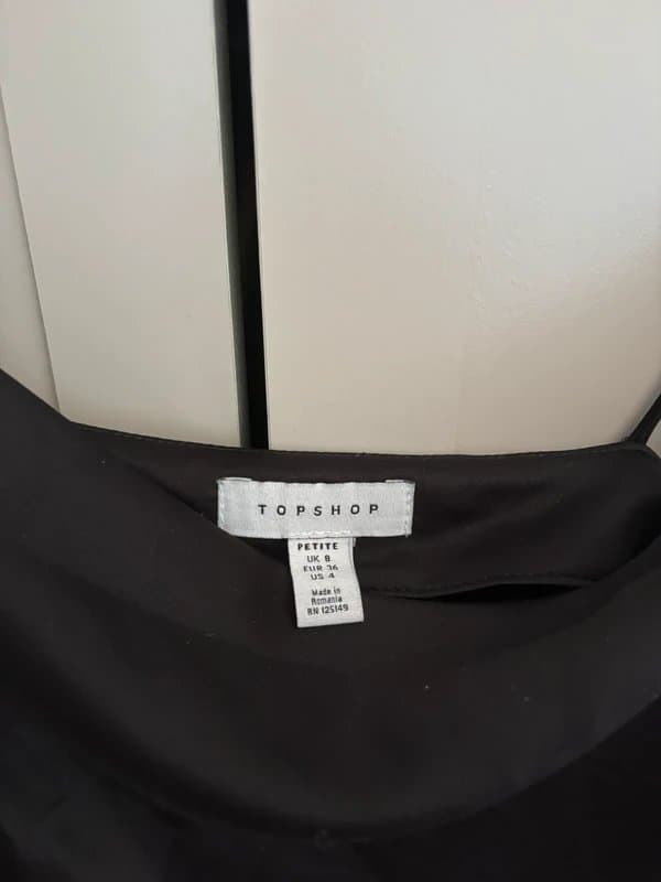 Topshop Topshop black satin mini dress, size 8.