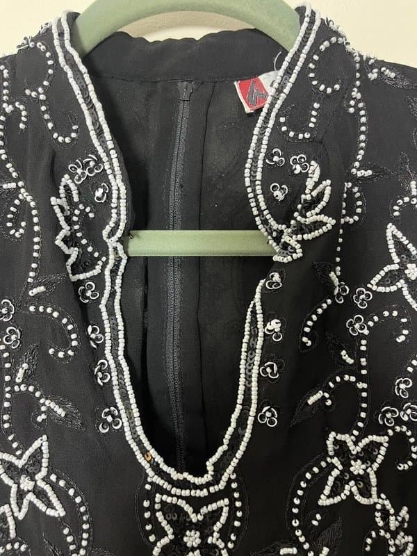 Aftershock Aftershock Black Beaded Sequin Blouse - Size L (UK M) - Very Good Condition