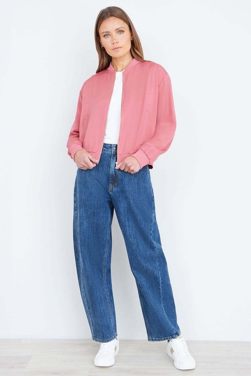 Yumi Yumi Women's Pink Relaxed Lightweight Bomber Jacket - 4