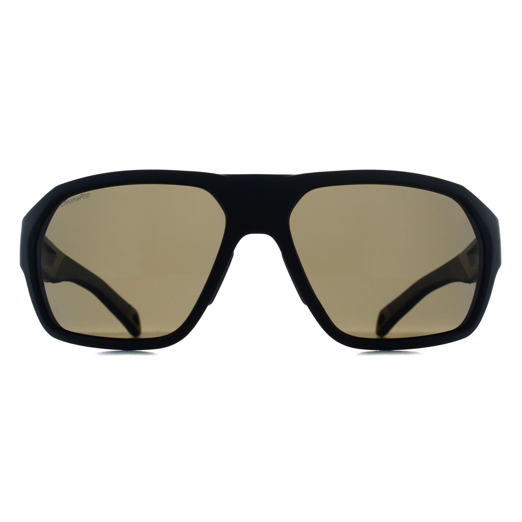 Smith Smith Men's Wrap Matte Black Chromapop Green Polarized Deckboss