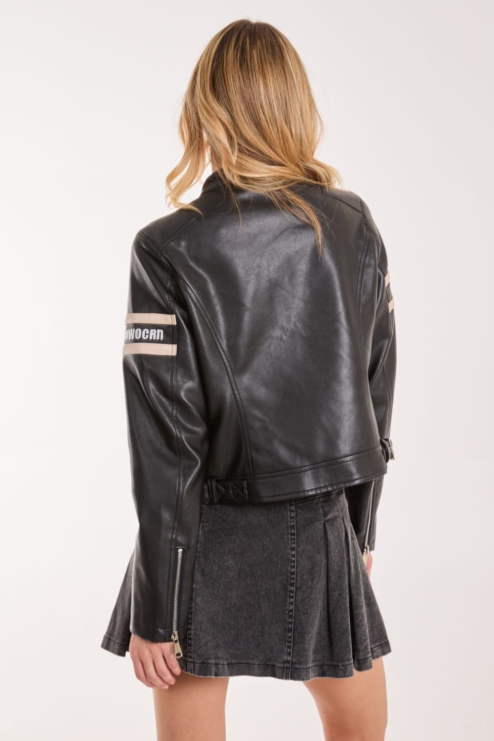 Pink Vanilla Pink Vanilla Women's Patch Mix Motocross Biker Jacket in Black - 4