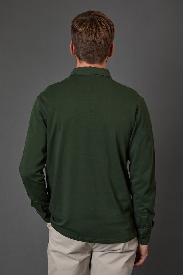 Burton Burton Men's Dark Green Long Sleeve Smart Polo Shirt - 3