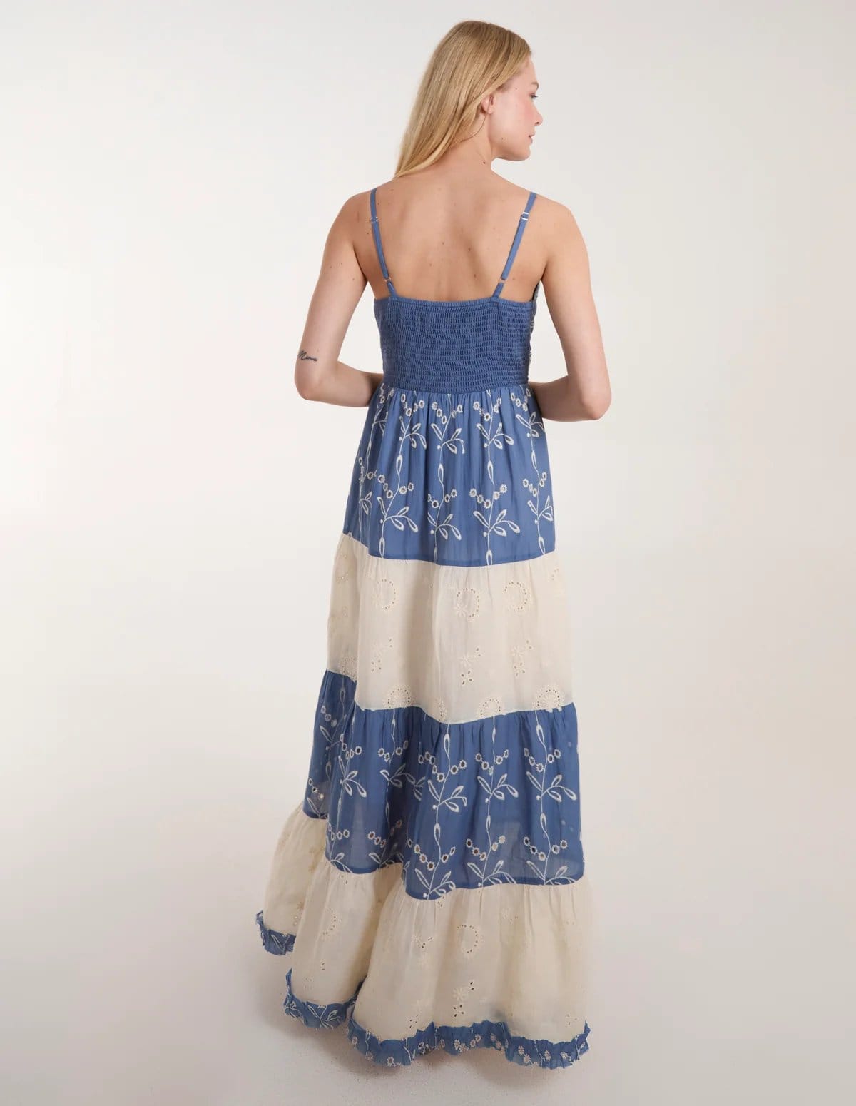 Blue Vanilla Embroidered Block Out Stripe Cami Dress - 4