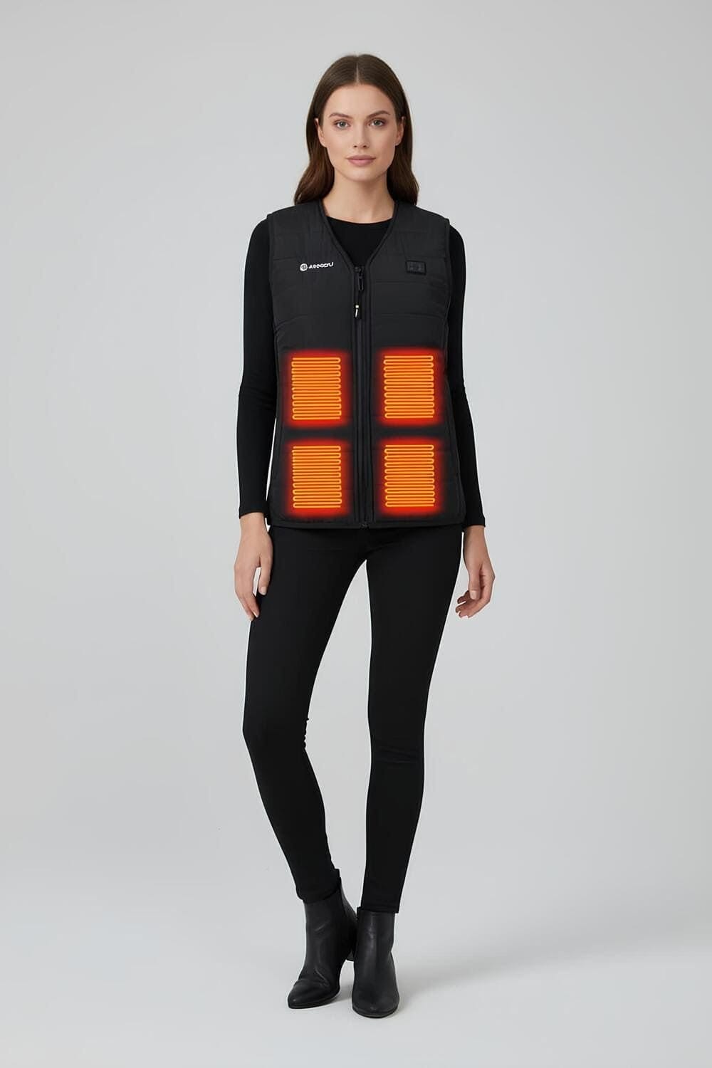 Anniou Women's V-Neck Heated Gilet in Black