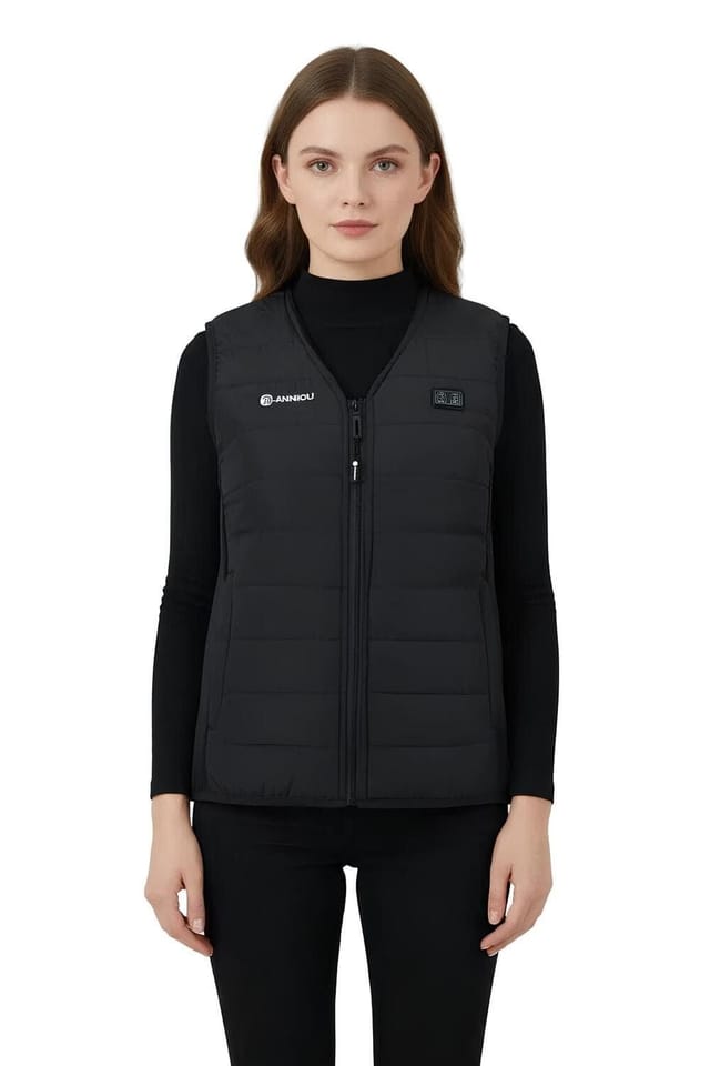 Anniou Anniou Women's Women's V-Neck Heated Gilet in Black - 2
