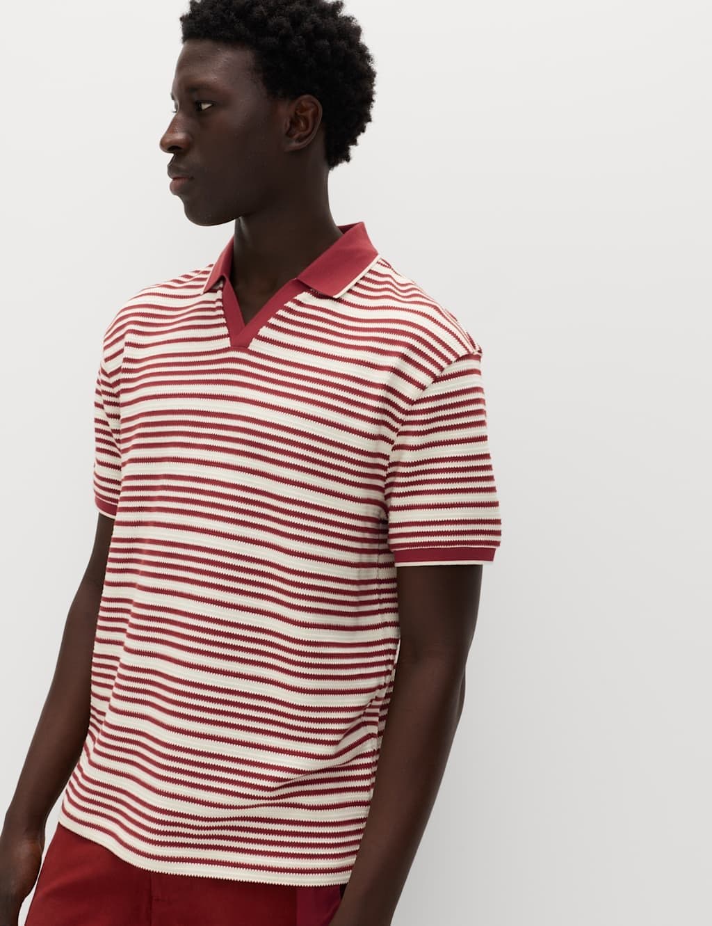 Marks & Spencer M&S Paprika & White Striped Cotton Polo Shirt