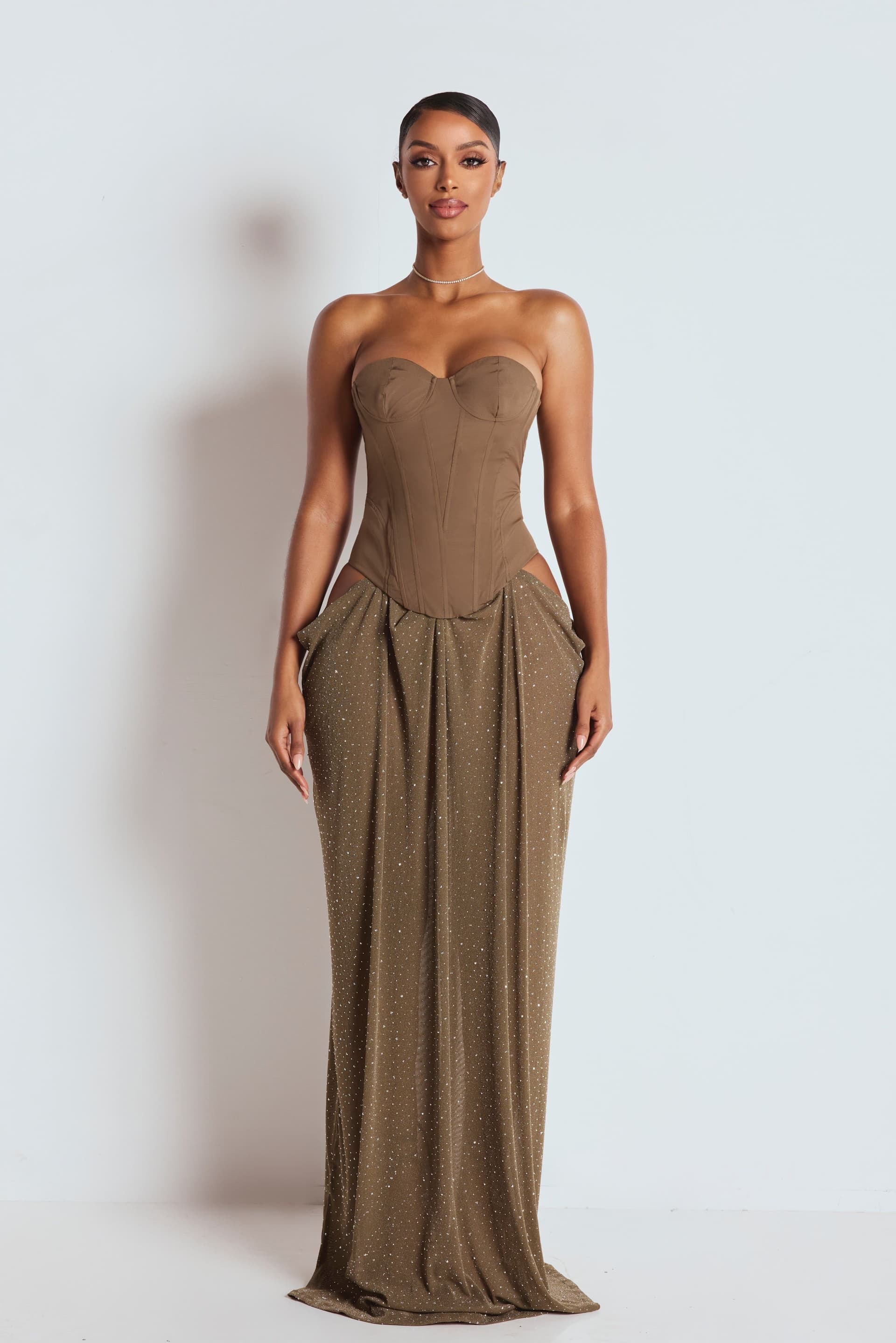 LEMONLUNAR LEMONLUNAR Women's The Briony Maxi Dress Khaki
