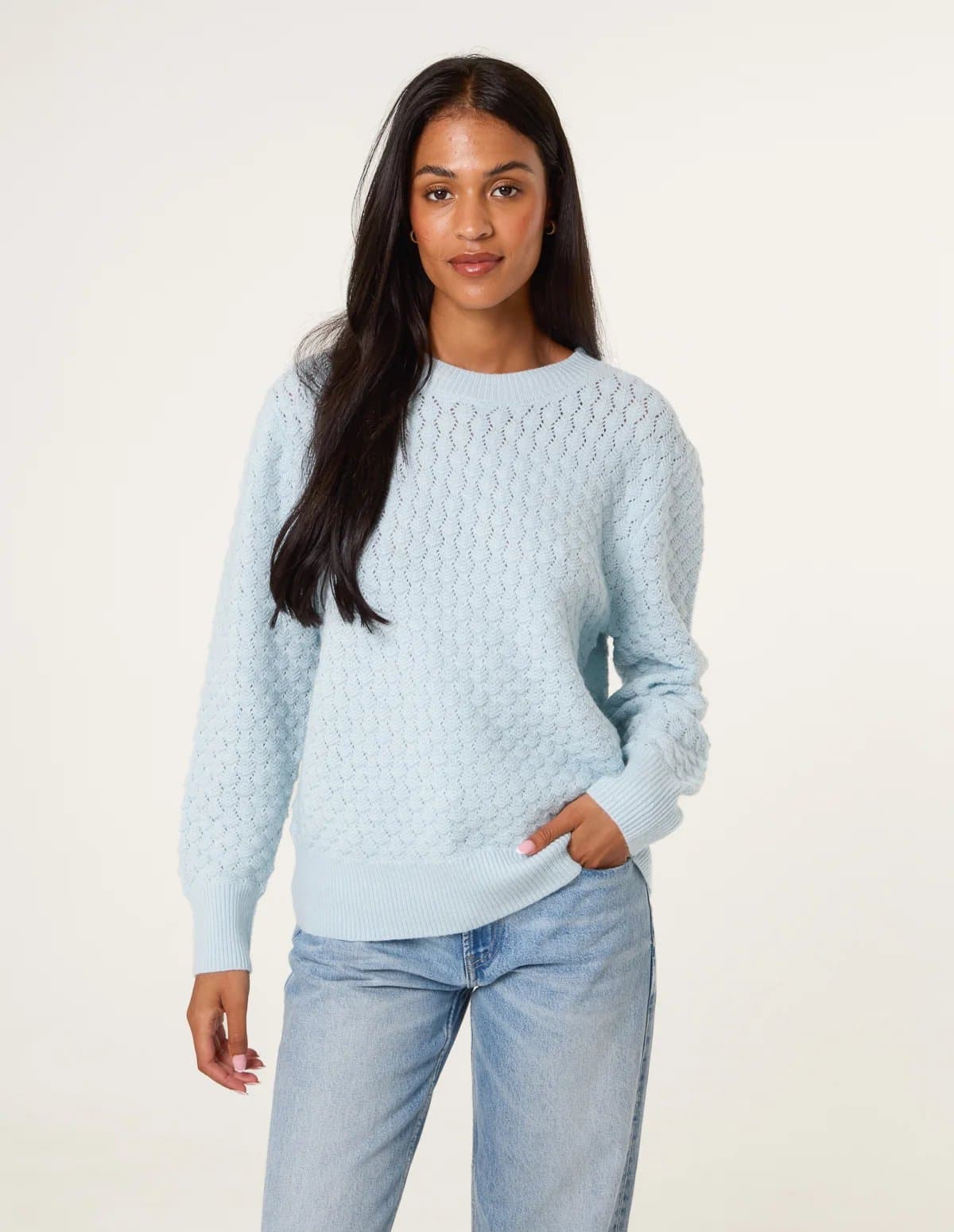 Blue Vanilla Textured Knit Jumper