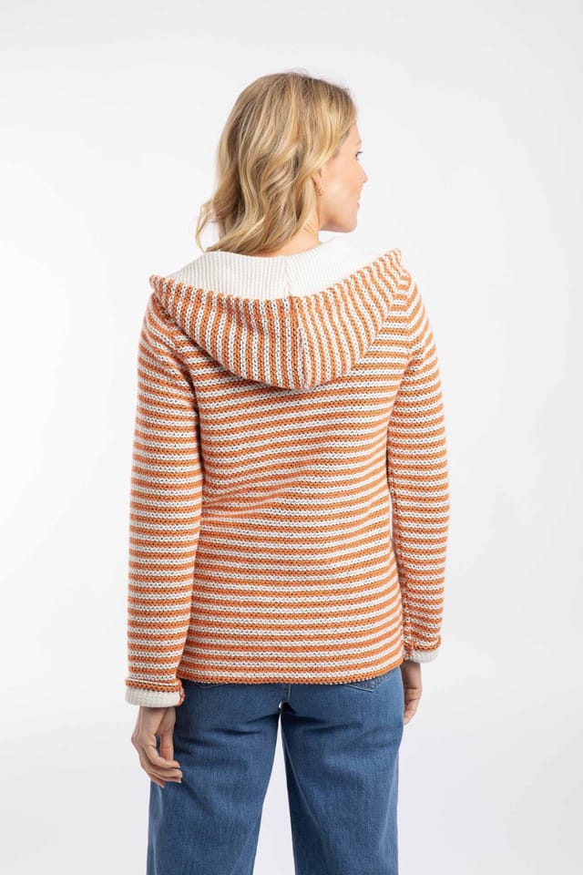 Weird Fish Weird Fish Women's Fisher Full Zip Stripe Macaroni Hoodie in Pale Orange - 3