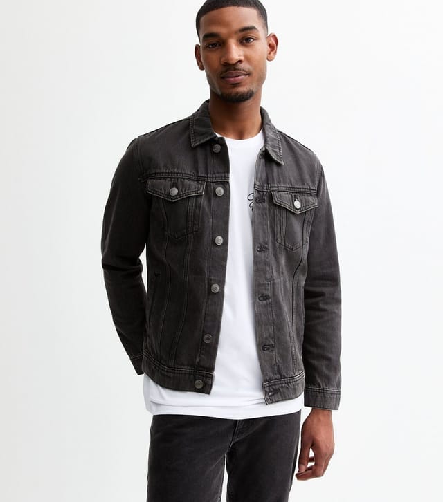 jack & jones Men's Black Denim Jean Jacket Jack & Jones New Look - 2