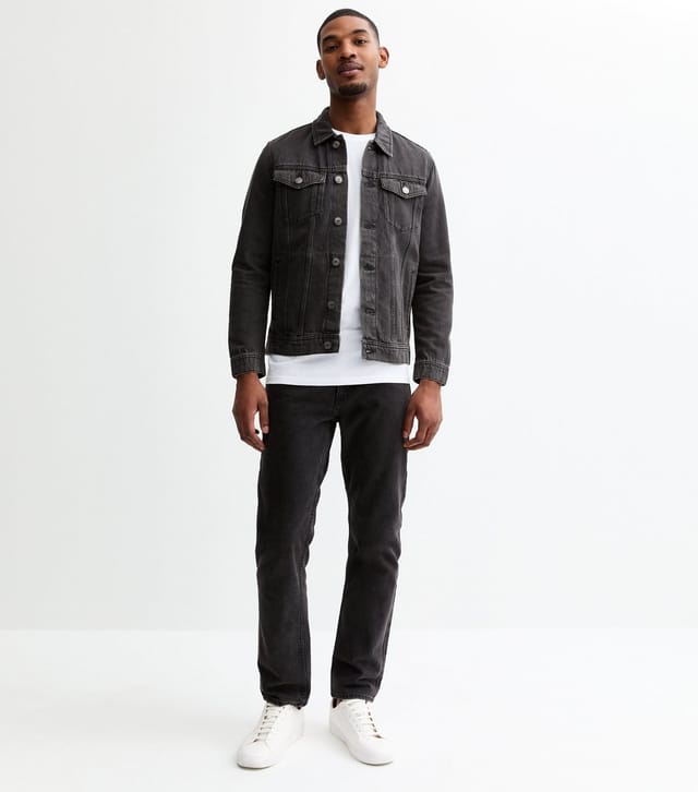 jack & jones Men's Black Denim Jean Jacket Jack & Jones New Look - 3