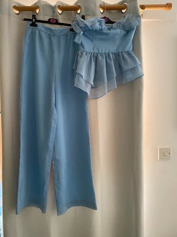 ASOS ASOS Luxe 2 piece wide leg baby blue co-ord set