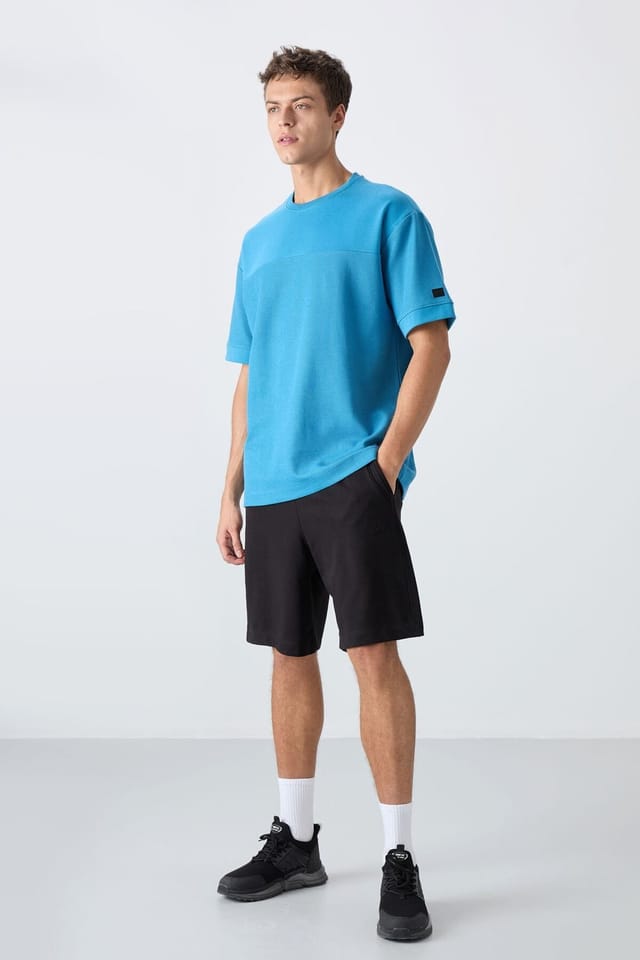 Tommy Life Tommy Life Men's Oversized Cotton-Blend Crew Neck T-Shirt in Blue - 2