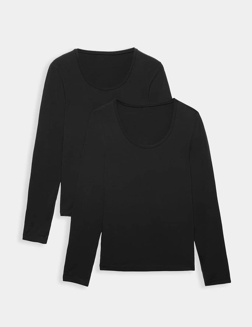 Marks & Spencer M&S 2 Pack Heatgen™ Light Thermal Long Sleeve Tops Black - 1