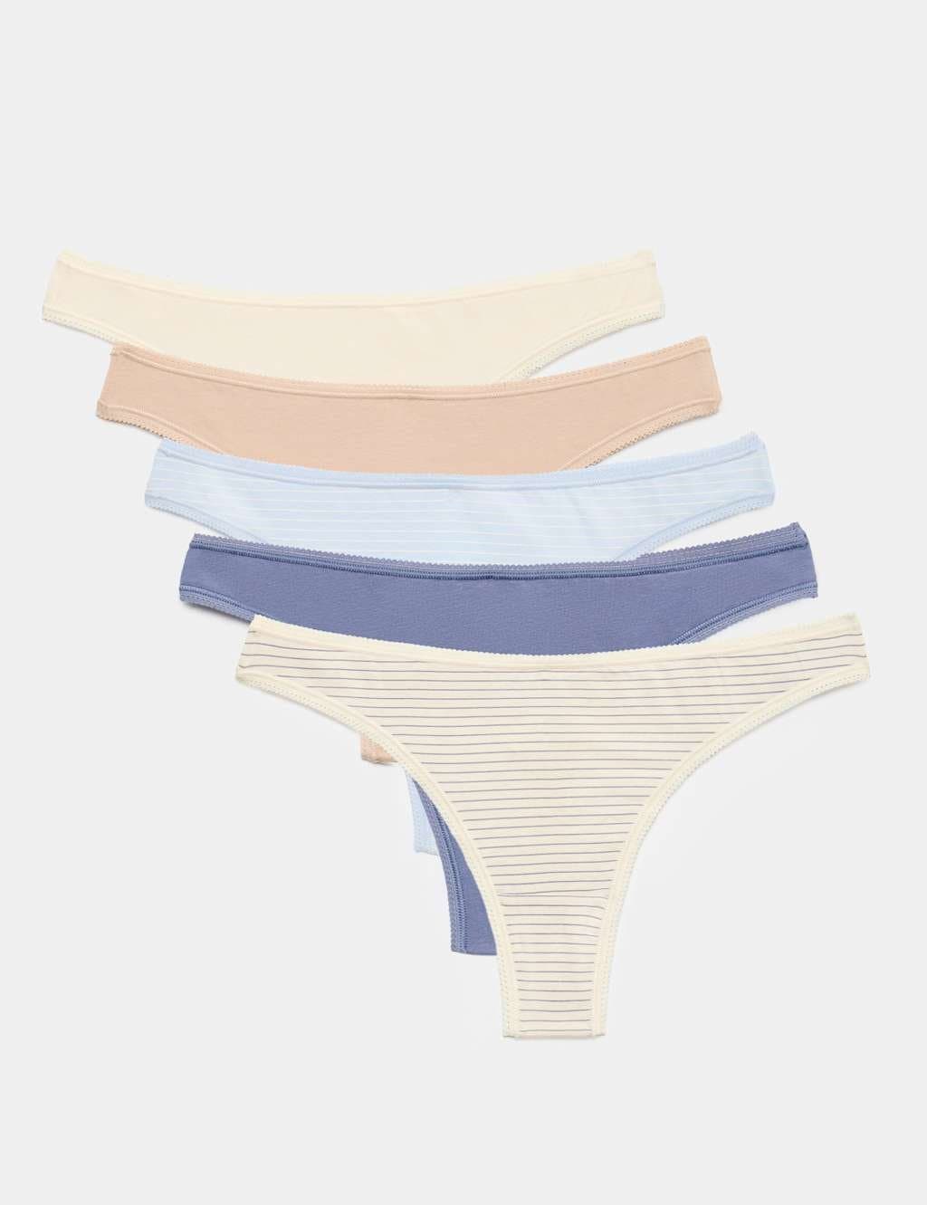 Marks & Spencer M&S 5 Pack Cotton Lycra® Thongs Blueberry