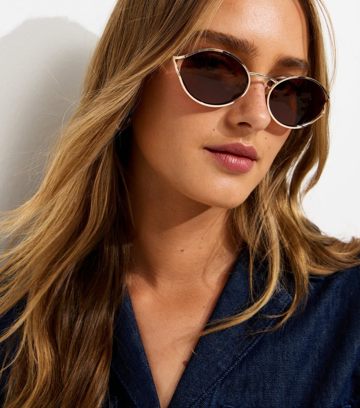 New Look Gold-Tone Tortoiseshell Effect Oversized Oval Sunglasses New Look