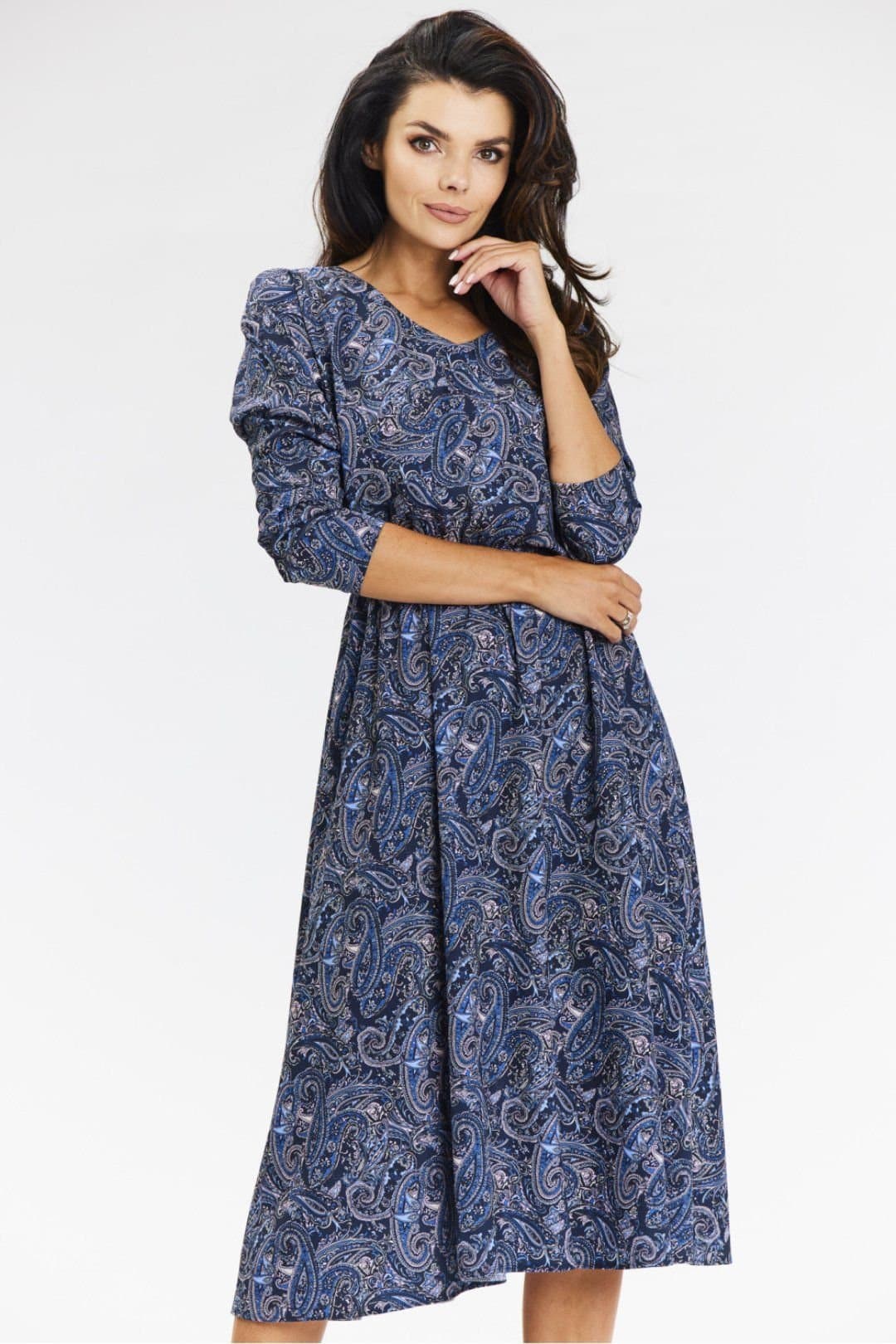 Love Lace Love Lace Women's Awama Airy Kimono Midi Dress Long Sleeve in Blue