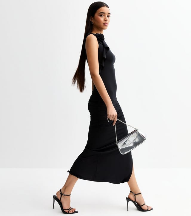 New Look Women's Black Jersey Off The Shoulder Corsage Applique Midi Dress New Look - 2