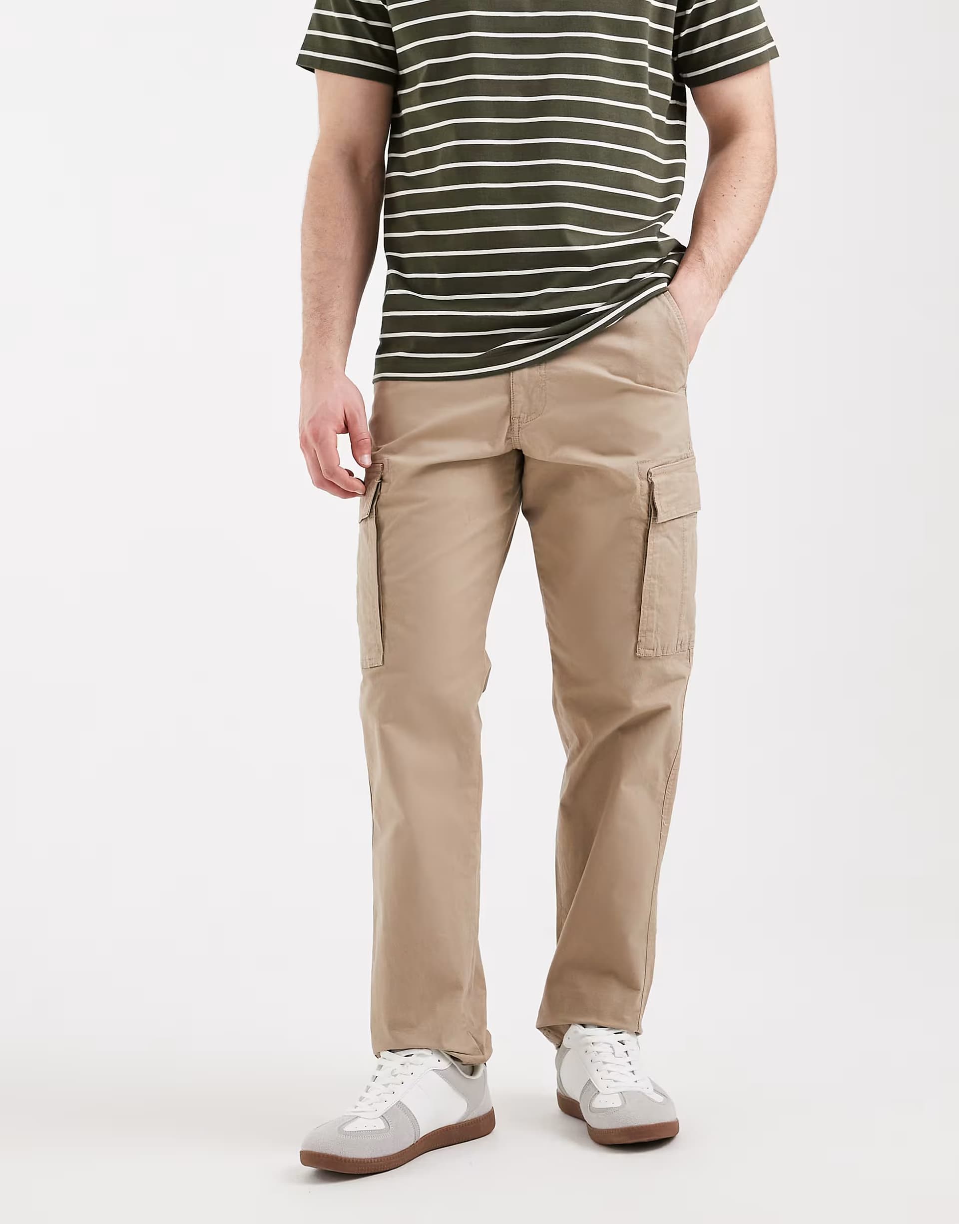 ASOS Jack & Jones straight cargo trousers in beige
