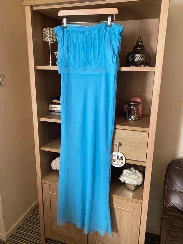 ASOS Design 🦋 ASOS Design Baby Blue Ruffle Maxi Dress - Size 12 -Regencycore / Occasion