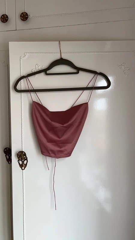 ASOS Asos strappy tie back satin crop top in rose