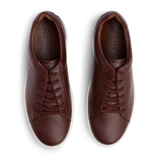 Hotter Hotter Men's 'Oliver' Smart Leather Trainers in Walnut - 3