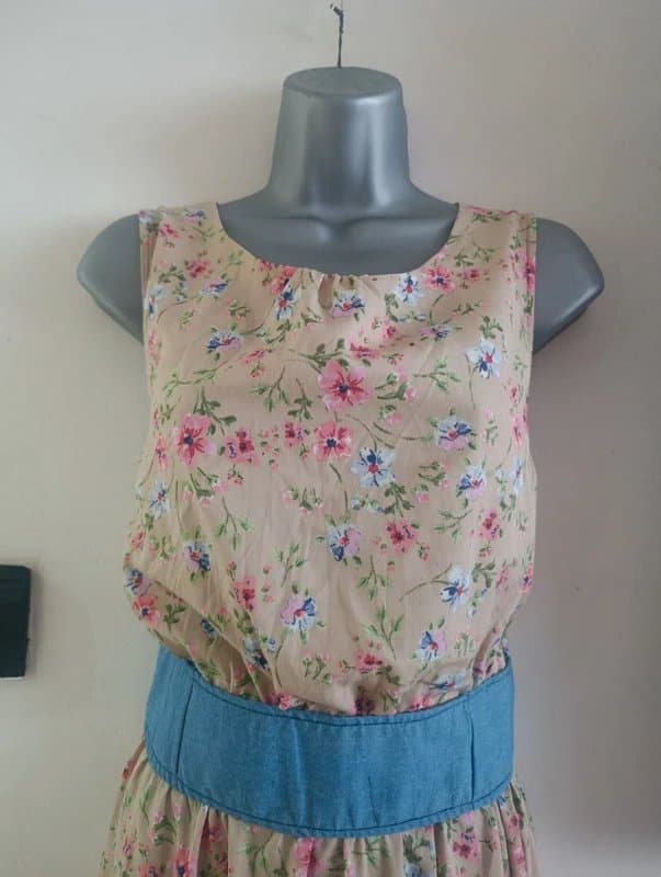 New Look New Look y2k Floral Midi Dress UK 16 Early 2010s Cottagecore Chambray Summer