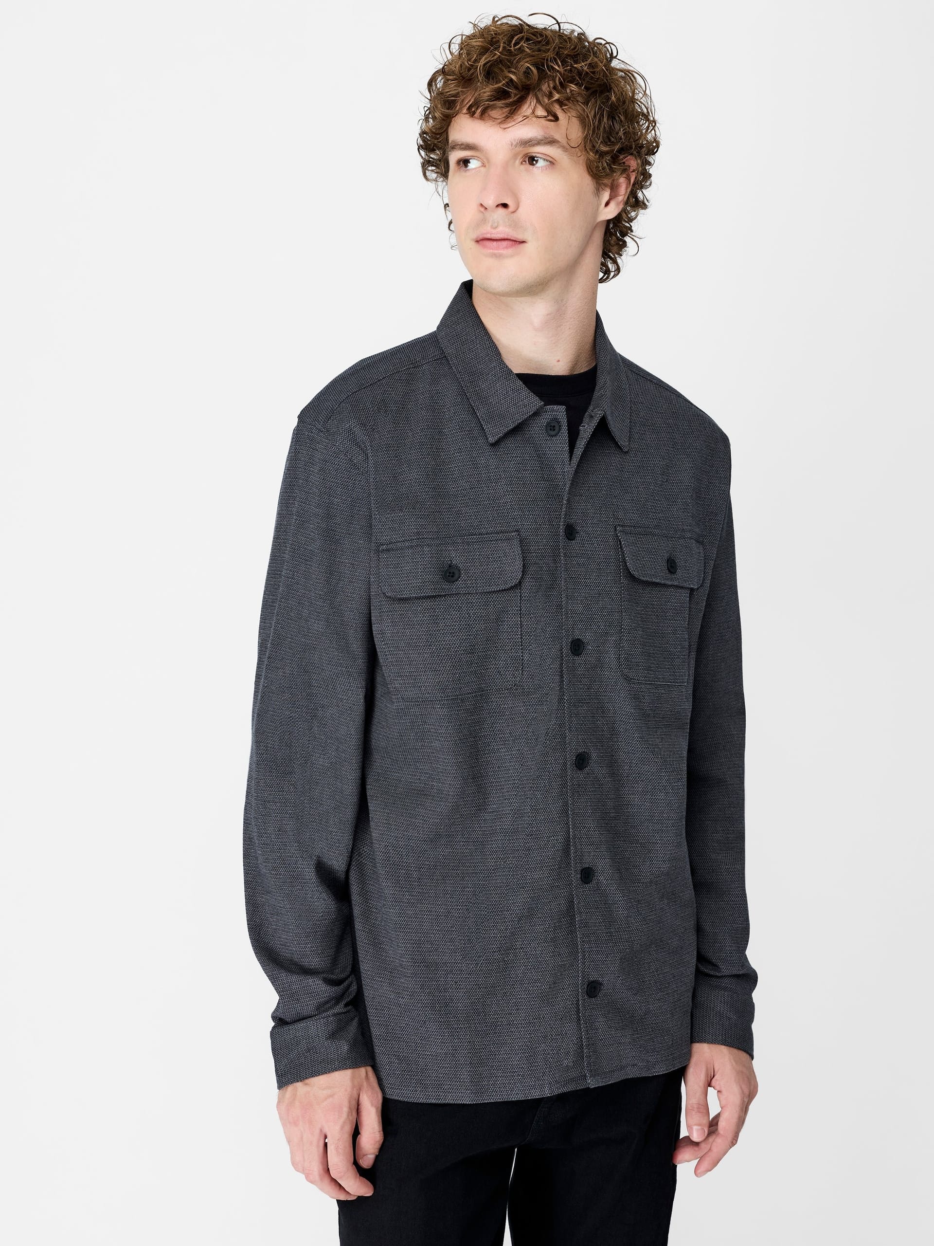 French Connection Dark Grey Oxford Utility Overshirt
