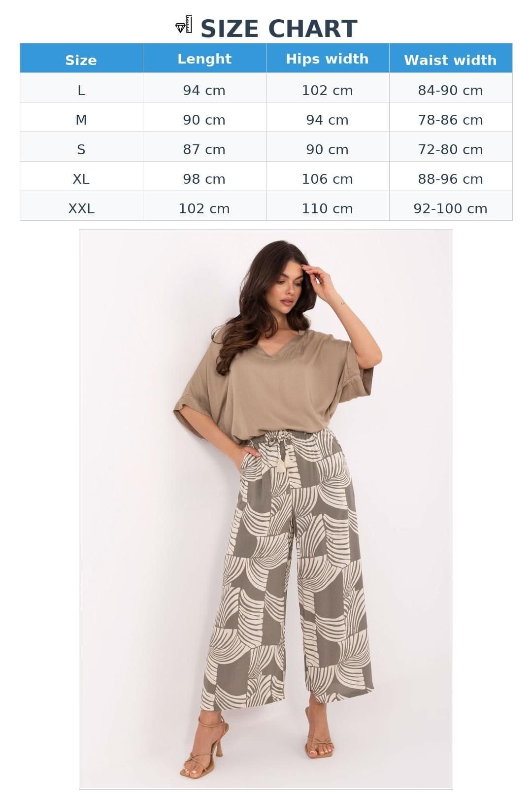 Love Lace Love Lace Women's Light Viscose Wide Leg Tie Waist Trousers in Green - 4