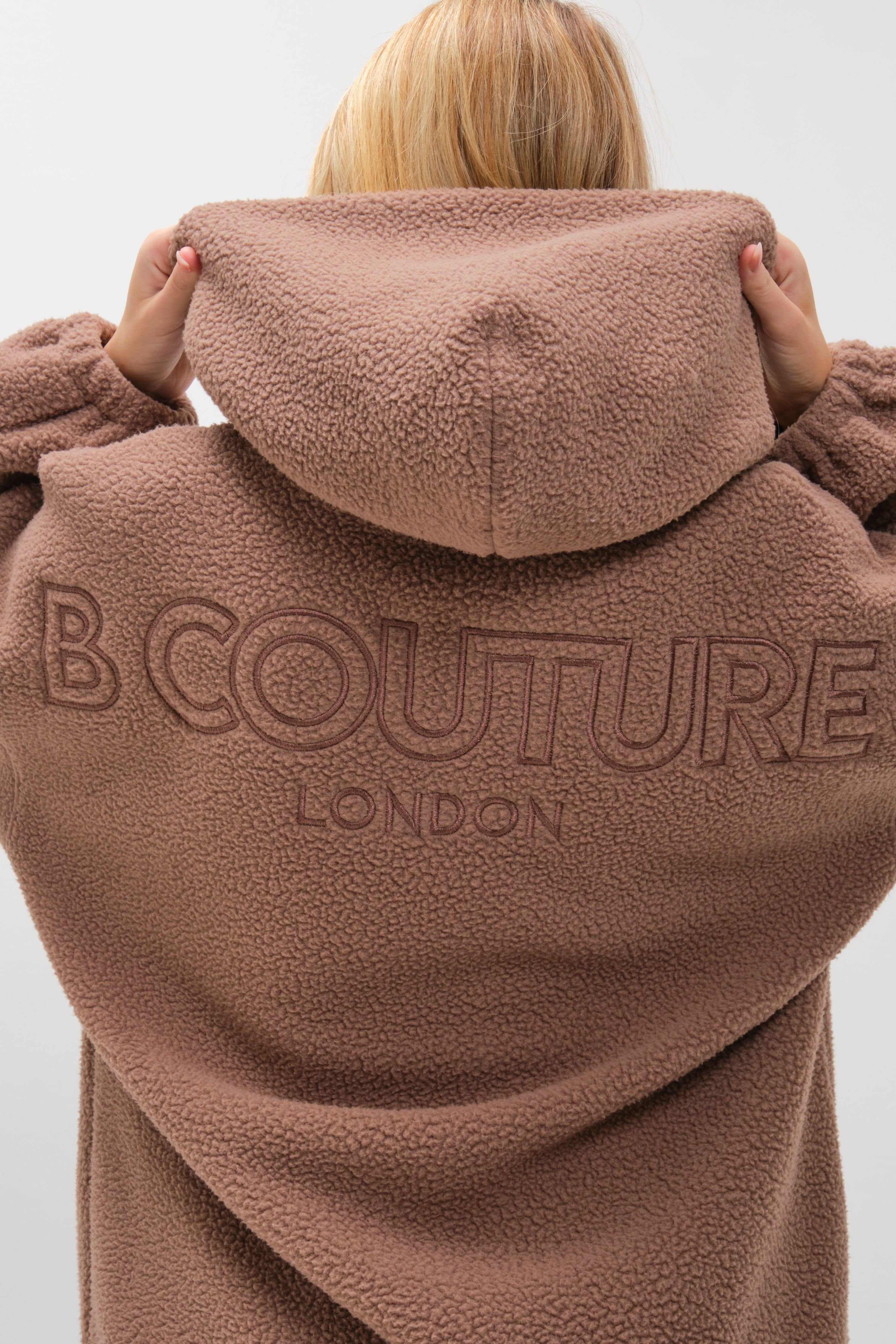 BCouture BCouture Women's Sherpa Fleece Hoodie & Leggings Set in Brown - 3