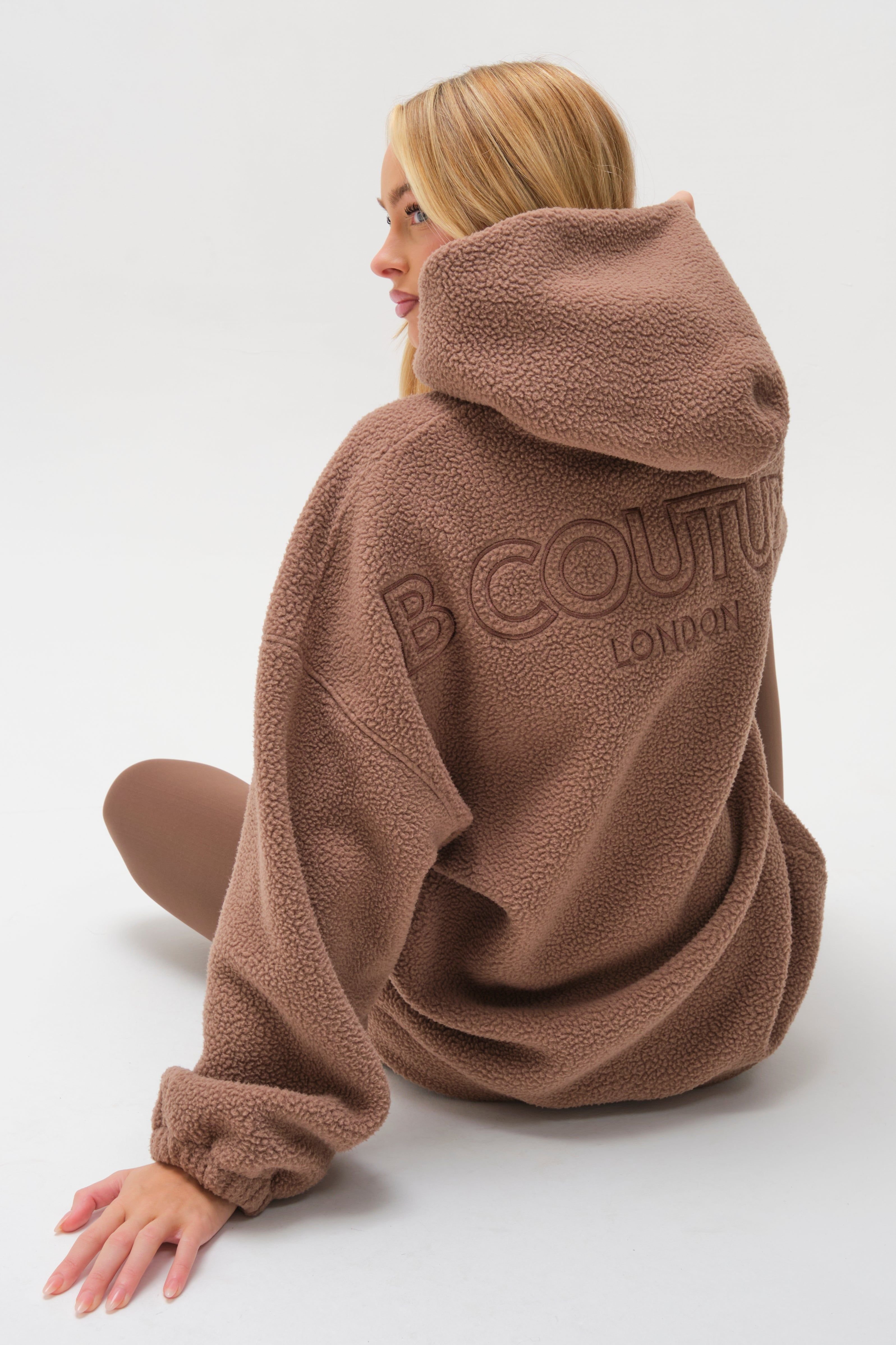 BCouture BCouture Women's Sherpa Fleece Hoodie & Leggings Set in Brown - 4