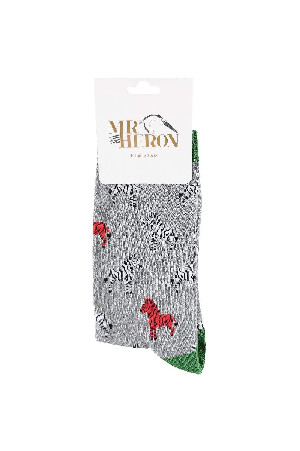 Mr Heron Mr Heron Men's Animal Patterned Soft Breathable Bamboo Novelty Socks in Light Grey - 2