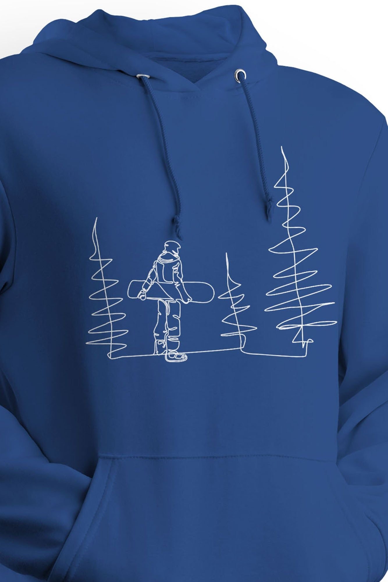 Bad Zebedee Bad Zebedee Men's Snowboarder Line Drawing Hoodie in Royal - 2