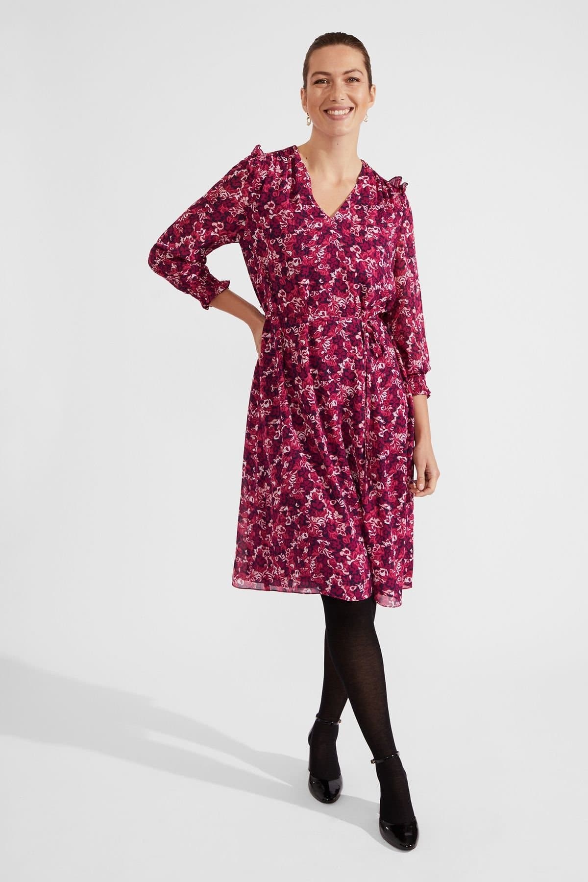 Hobbs London Hobbs London Women's Elaina Printed Midi Dress in Magenta