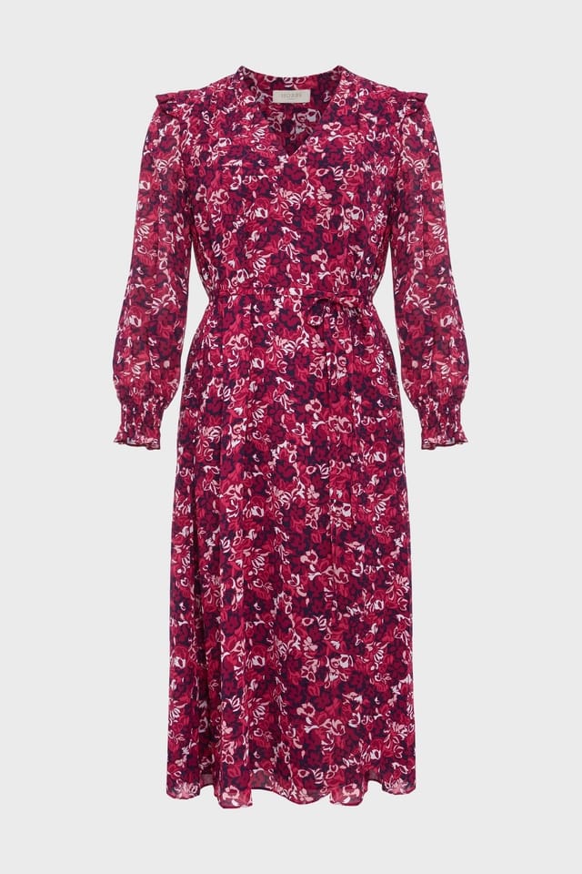 Hobbs London Hobbs London Women's Elaina Printed Midi Dress in Magenta - 2