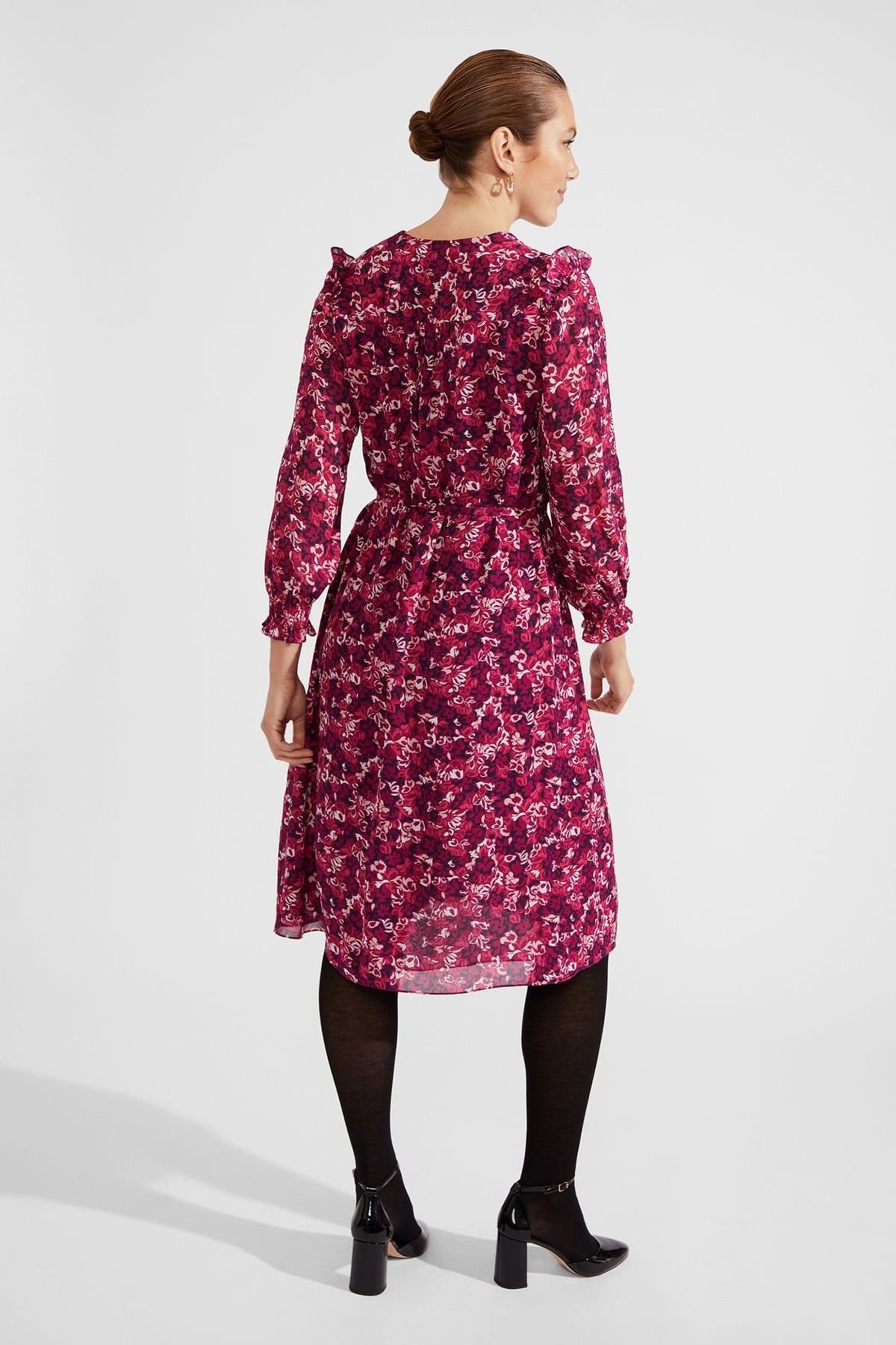 Hobbs London Hobbs London Women's Elaina Printed Midi Dress in Magenta - 4