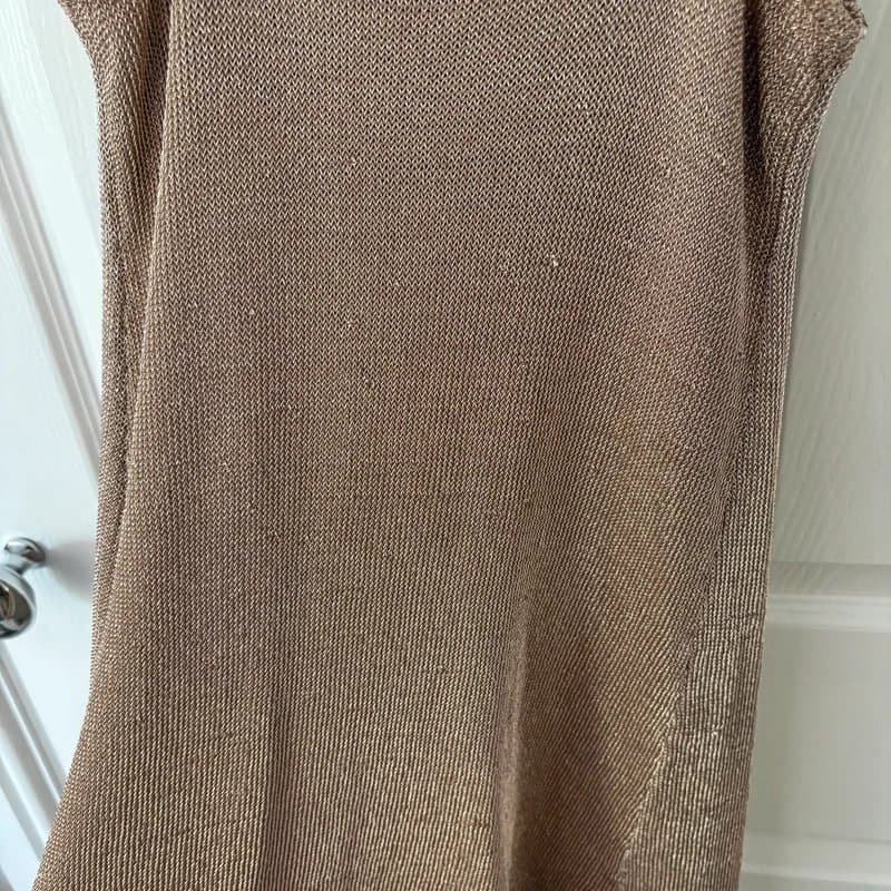 Topshop Rose Gold Topshop Knitted Shawl Neck Mini Dress