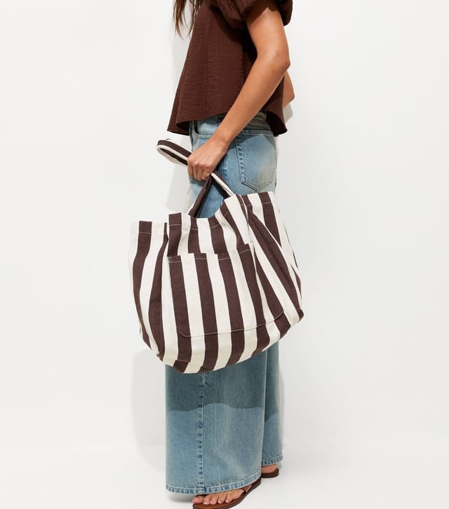 New Look Brown Striped Slouchy Tote Bag New Look - 2