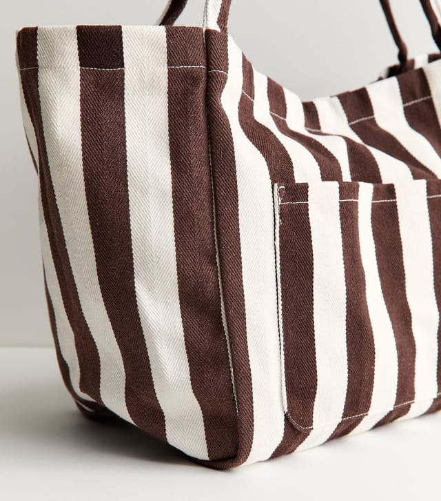 New Look Brown Striped Slouchy Tote Bag New Look - 3