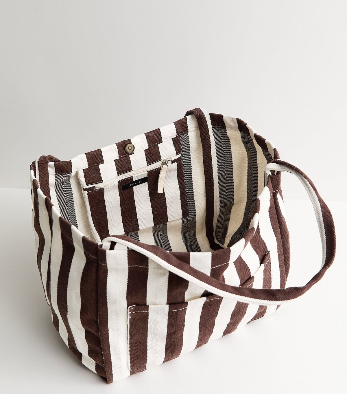New Look Brown Striped Slouchy Tote Bag New Look - 4