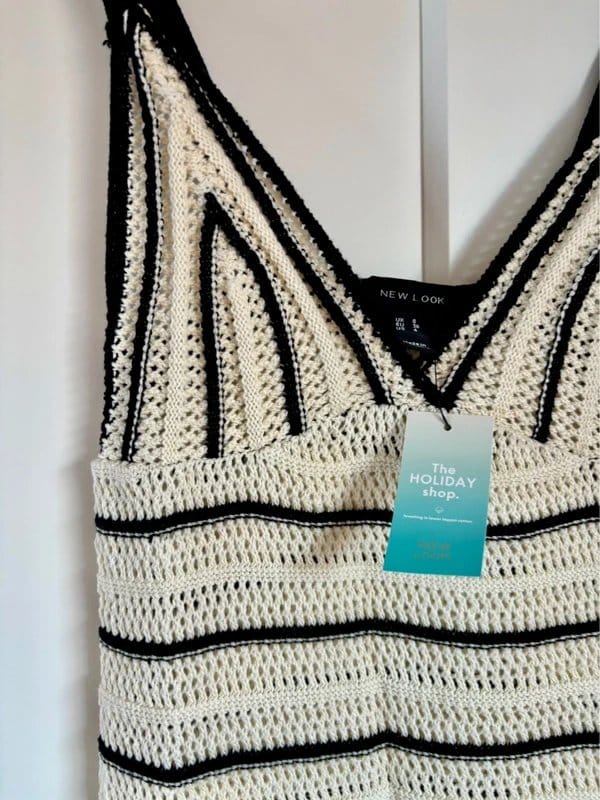 New Look Black & Cream Crochet Knit Long Beach Dress