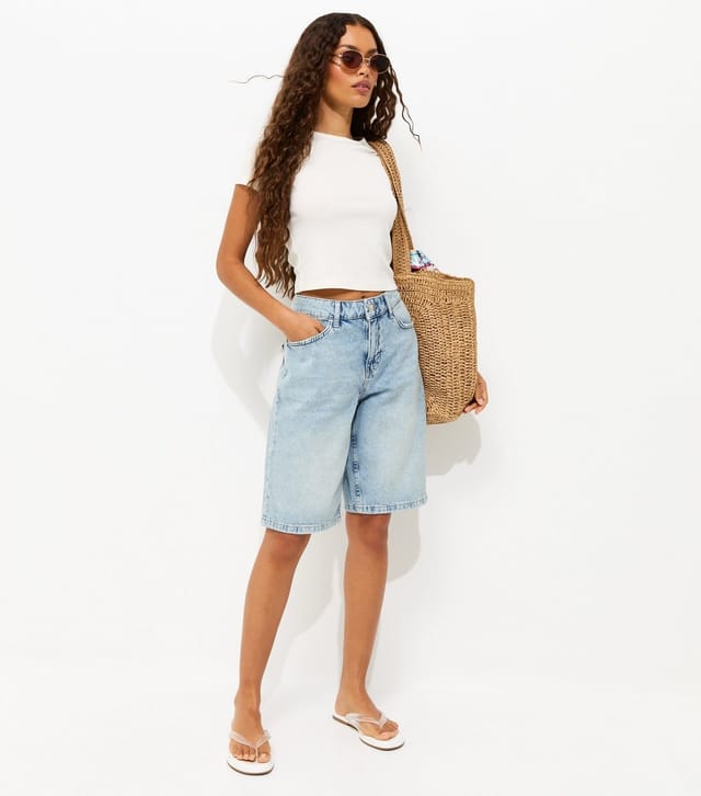 New Look Women's Petite Light Blue Denim Jorts New Look - 3