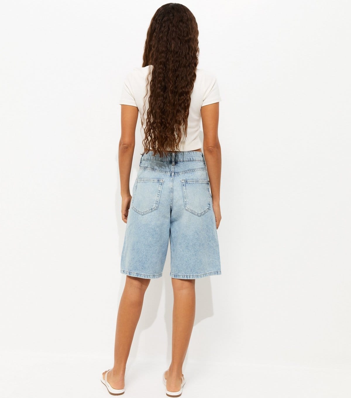 New Look Women's Petite Light Blue Denim Jorts New Look - 4