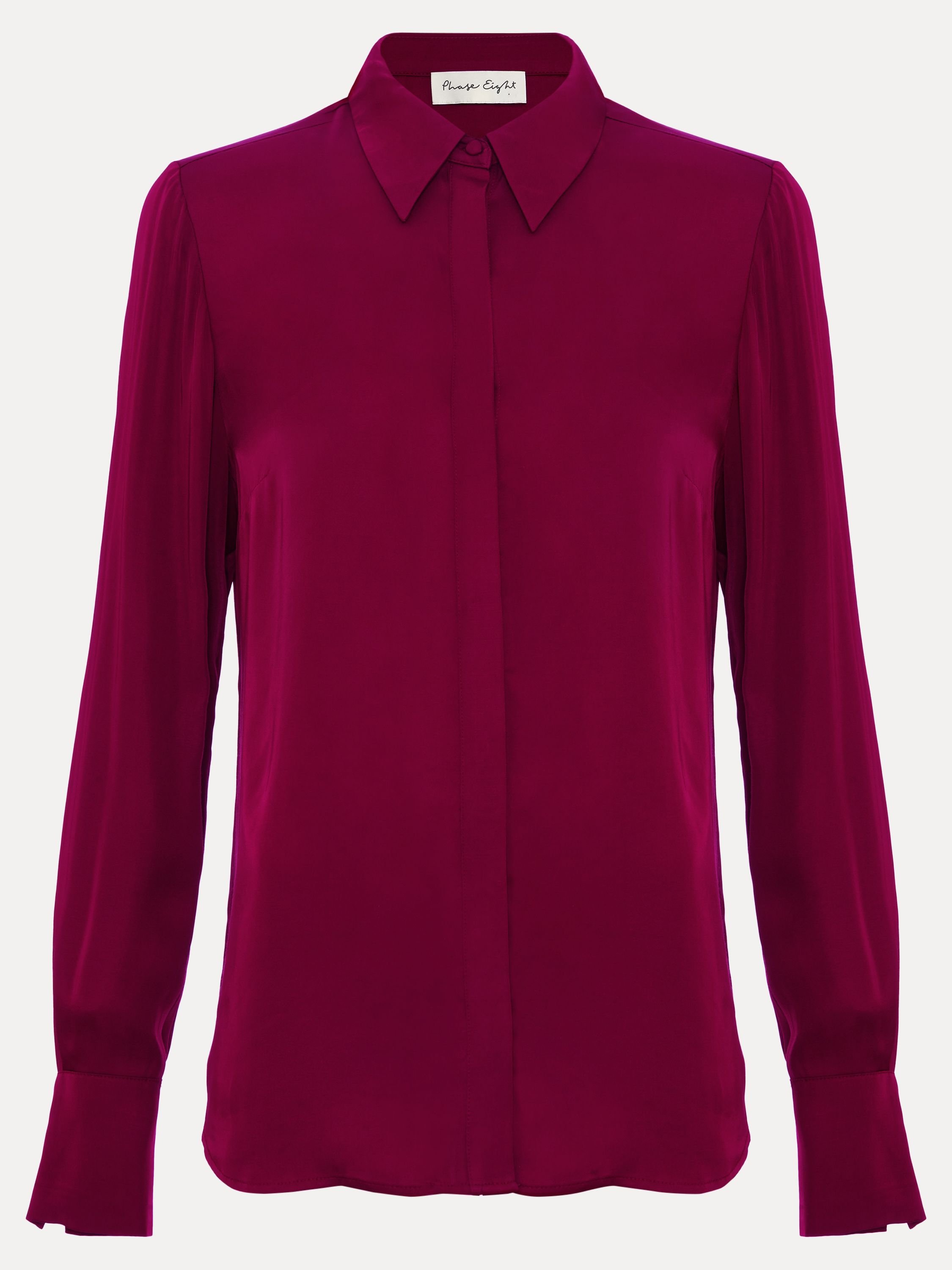 Phase Eight Phase Eight Women's Novie Satin Shirt in Raspberry - 2