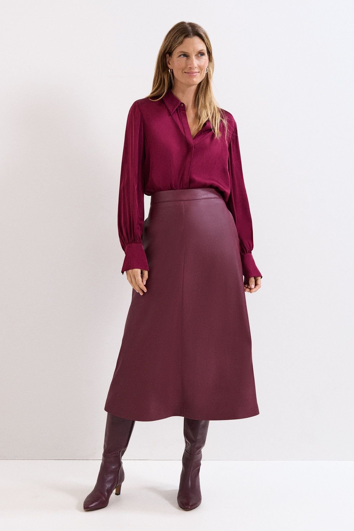 Phase Eight Phase Eight Women's Novie Satin Shirt in Raspberry - 4